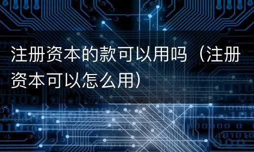 注册资本的款可以用吗（注册资本可以怎么用）