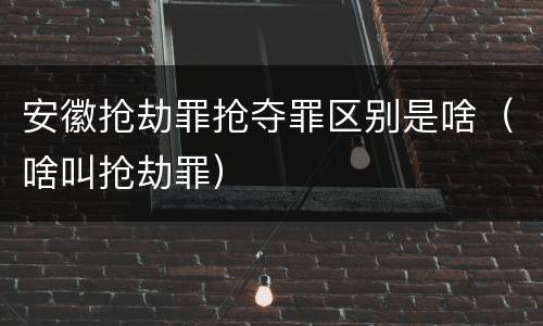 安徽抢劫罪抢夺罪区别是啥（啥叫抢劫罪）