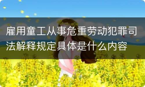 雇用童工从事危重劳动犯罪司法解释规定具体是什么内容