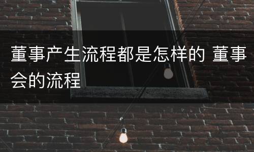 董事产生流程都是怎样的 董事会的流程