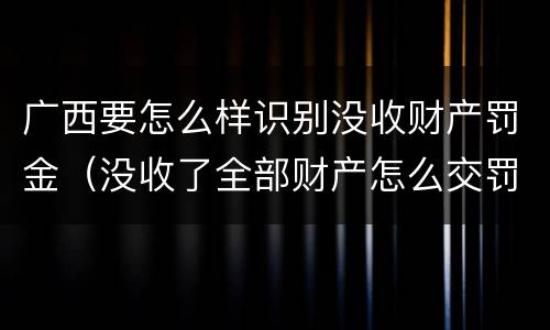 广西要怎么样识别没收财产罚金（没收了全部财产怎么交罚款）