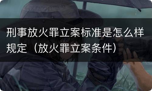 刑事放火罪立案标准是怎么样规定（放火罪立案条件）