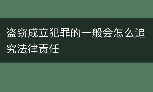 盗窃成立犯罪的一般会怎么追究法律责任