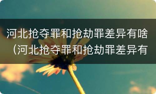 河北抢夺罪和抢劫罪差异有啥（河北抢夺罪和抢劫罪差异有啥区别）