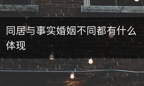 同居与事实婚姻不同都有什么体现