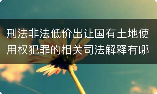 刑法非法低价出让国有土地使用权犯罪的相关司法解释有哪些重要规定