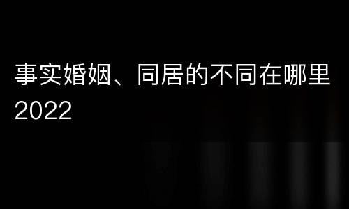 事实婚姻、同居的不同在哪里2022