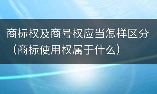 商标权及商号权应当怎样区分（商标使用权属于什么）