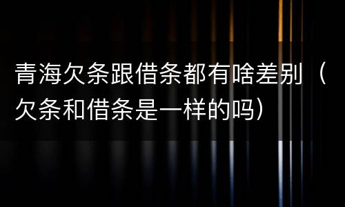 青海欠条跟借条都有啥差别（欠条和借条是一样的吗）