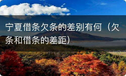 宁夏借条欠条的差别有何（欠条和借条的差距）