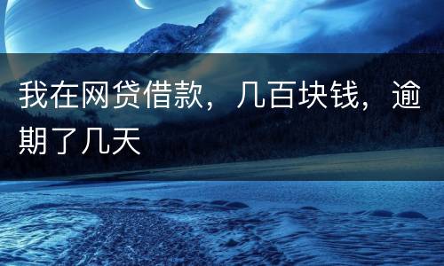 我在网贷借款，几百块钱，逾期了几天