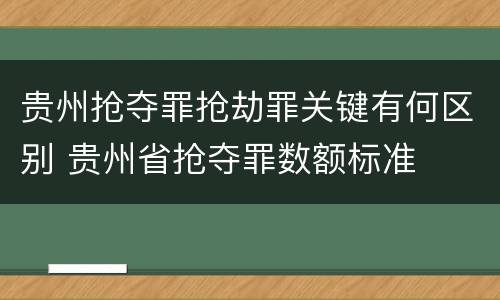 贵州抢夺罪抢劫罪关键有何区别 贵州省抢夺罪数额标准