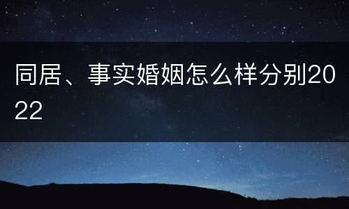 同居、事实婚姻怎么样分别2022