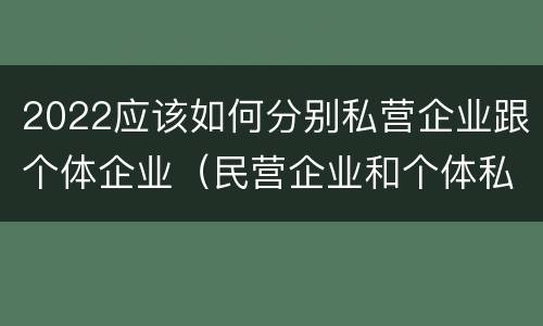 2022应该如何分别私营企业跟个体企业（民营企业和个体私营）