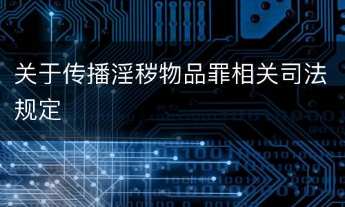 关于传播淫秽物品罪相关司法规定