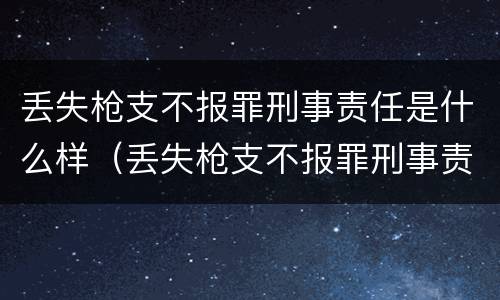 丢失枪支不报罪刑事责任是什么样（丢失枪支不报罪刑事责任是什么样子的）