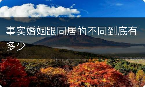 事实婚姻跟同居的不同到底有多少