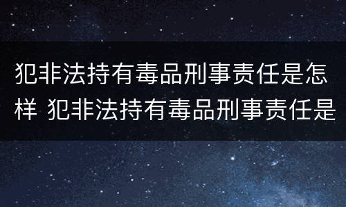 犯非法持有毒品刑事责任是怎样 犯非法持有毒品刑事责任是怎样划分的