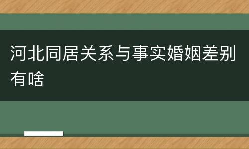 河北同居关系与事实婚姻差别有啥