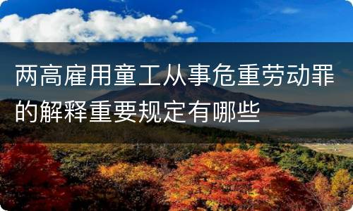 两高雇用童工从事危重劳动罪的解释重要规定有哪些