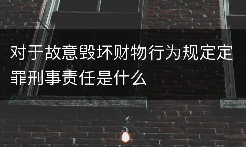 对于故意毁坏财物行为规定定罪刑事责任是什么