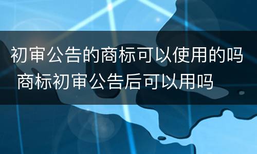 初审公告的商标可以使用的吗 商标初审公告后可以用吗