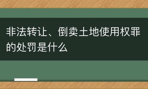 非法转让、倒卖土地使用权罪的处罚是什么