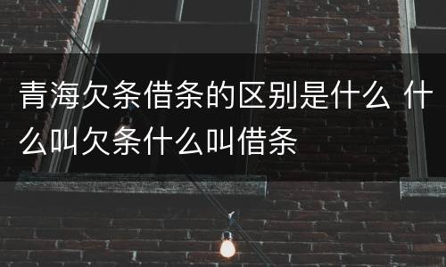 青海欠条借条的区别是什么 什么叫欠条什么叫借条