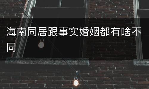 海南同居跟事实婚姻都有啥不同
