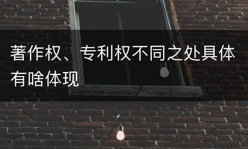 著作权、专利权不同之处具体有啥体现