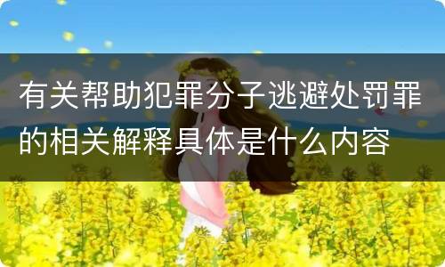 有关帮助犯罪分子逃避处罚罪的相关解释具体是什么内容