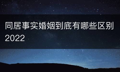 同居事实婚姻到底有哪些区别2022