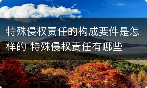特殊侵权责任的构成要件是怎样的 特殊侵权责任有哪些