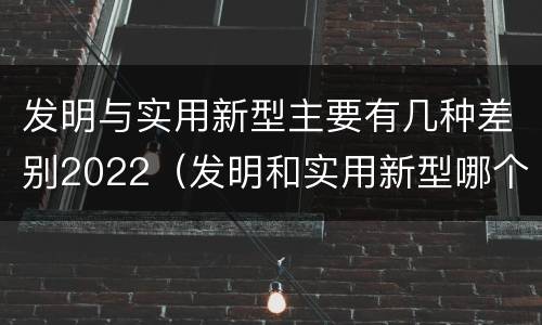 发明与实用新型主要有几种差别2022（发明和实用新型哪个好）