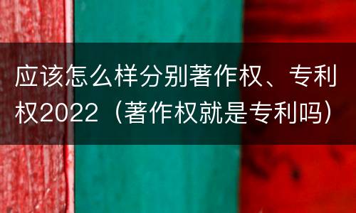 应该怎么样分别著作权、专利权2022（著作权就是专利吗）