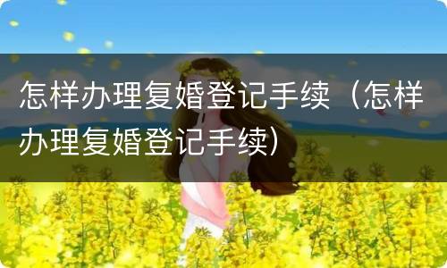 怎样办理复婚登记手续（怎样办理复婚登记手续）
