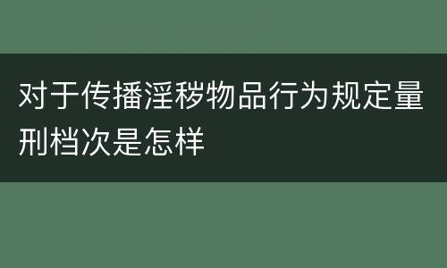对于传播淫秽物品行为规定量刑档次是怎样