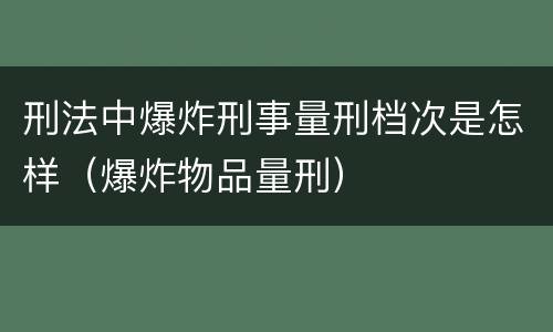 刑法中爆炸刑事量刑档次是怎样（爆炸物品量刑）