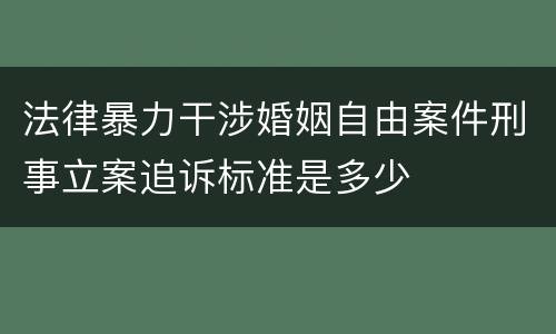 法律暴力干涉婚姻自由案件刑事立案追诉标准是多少
