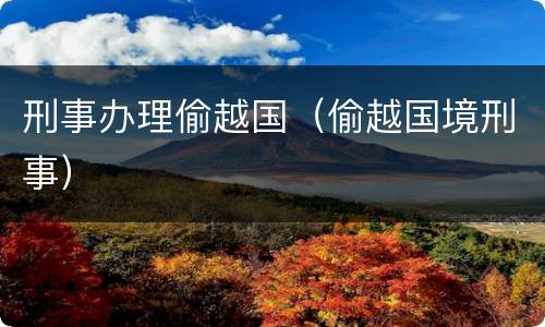刑事办理偷越国（偷越国境刑事）