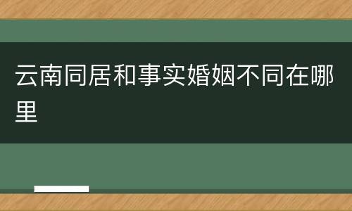 云南同居和事实婚姻不同在哪里