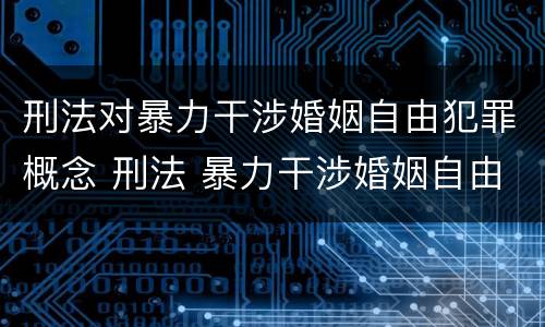 刑法对暴力干涉婚姻自由犯罪概念 刑法 暴力干涉婚姻自由罪