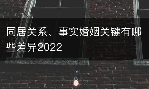 同居关系、事实婚姻关键有哪些差异2022