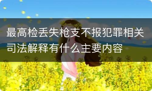 最高检丢失枪支不报犯罪相关司法解释有什么主要内容