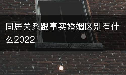 同居关系跟事实婚姻区别有什么2022