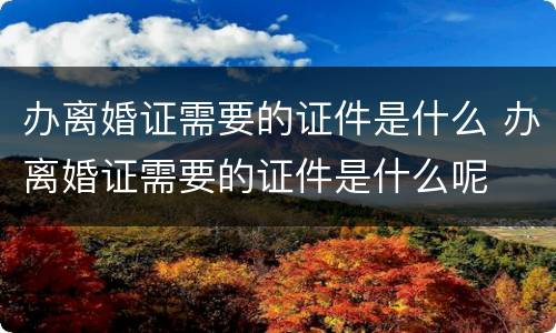 办离婚证需要的证件是什么 办离婚证需要的证件是什么呢