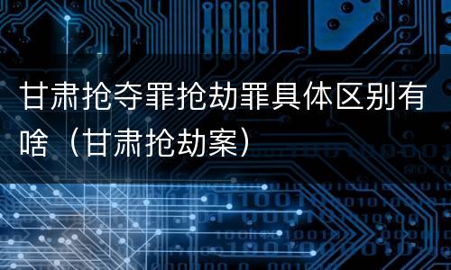 甘肃抢夺罪抢劫罪具体区别有啥（甘肃抢劫案）