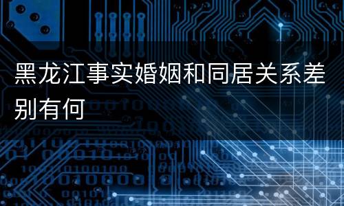 黑龙江事实婚姻和同居关系差别有何