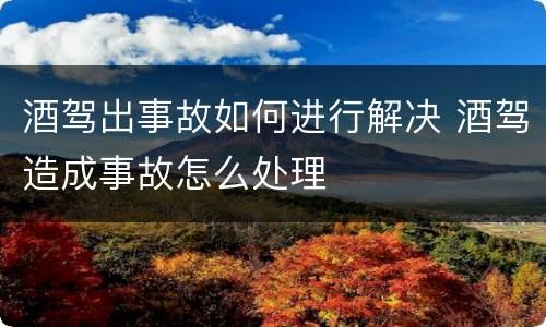 酒驾出事故如何进行解决 酒驾造成事故怎么处理