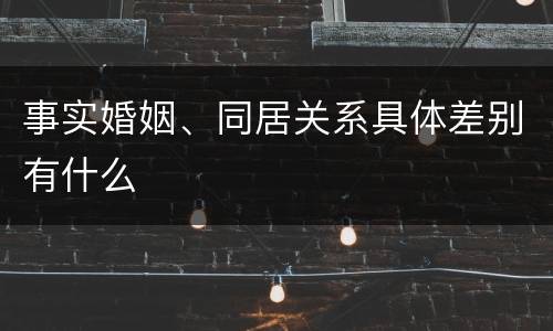 事实婚姻、同居关系具体差别有什么